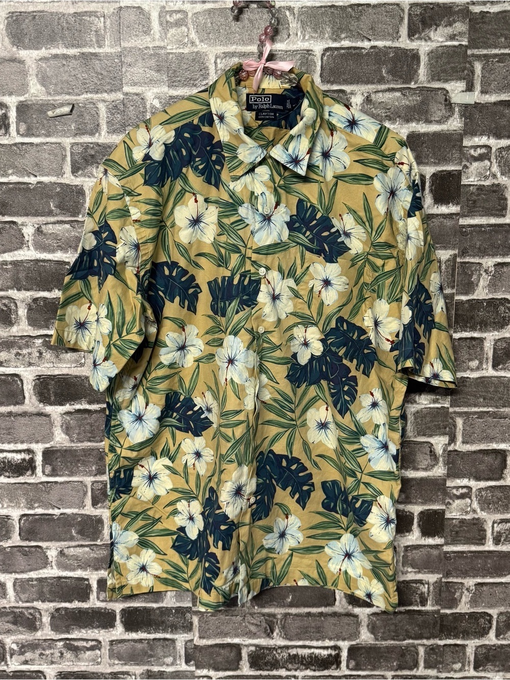 Vintage Polo Ralph Lauren Clayton Hawaiian shirt button down blue green floral